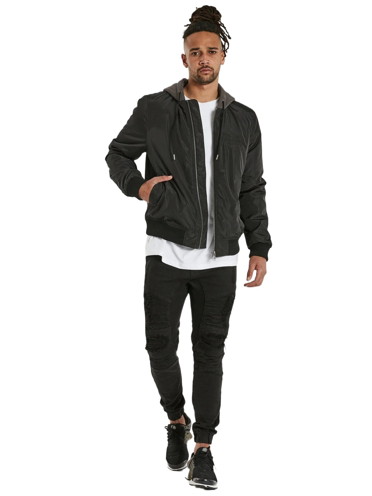 Nena And Pasadena - NXP Gravity Hooded Bomber Jacket - Jet Black