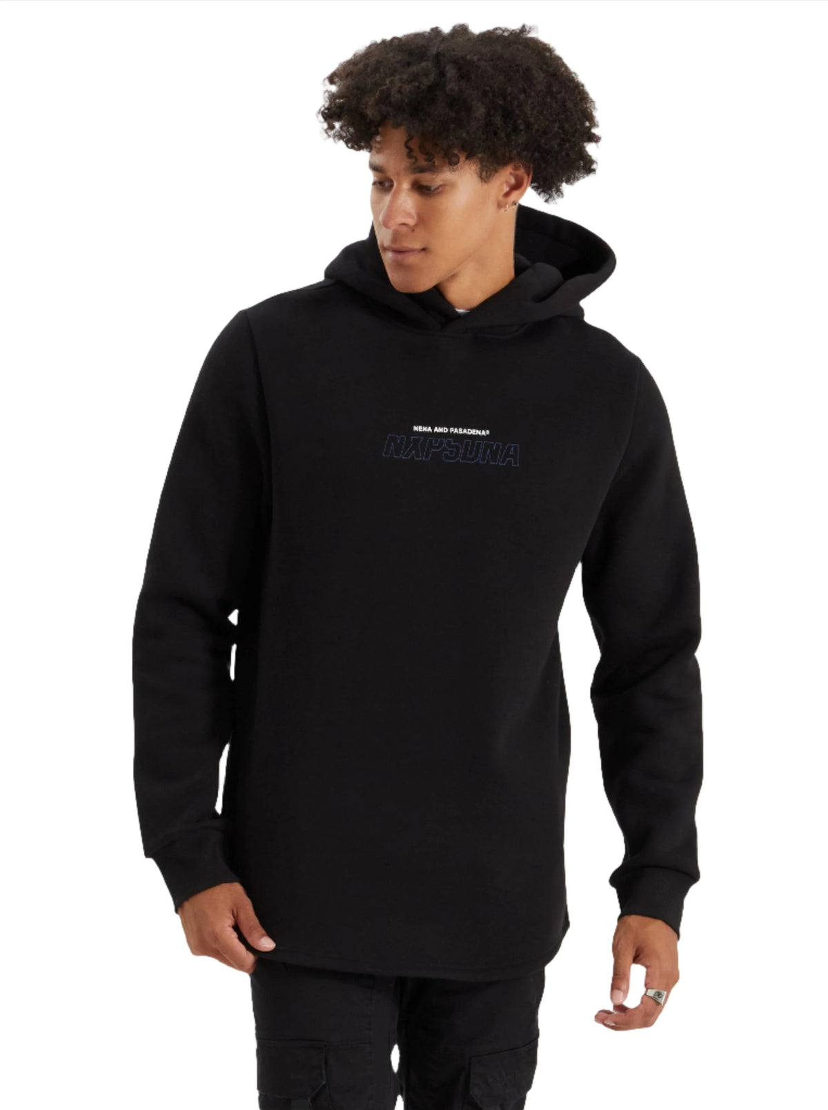 Nena And Pasadena - NXP Brodder Dual Curved Hoodie - Jet Black