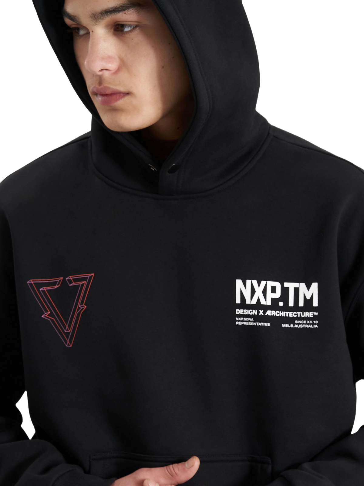 Nena And Pasadena - NXP The Shard Heavy Box Fit Hooded Sweater - Jet Black