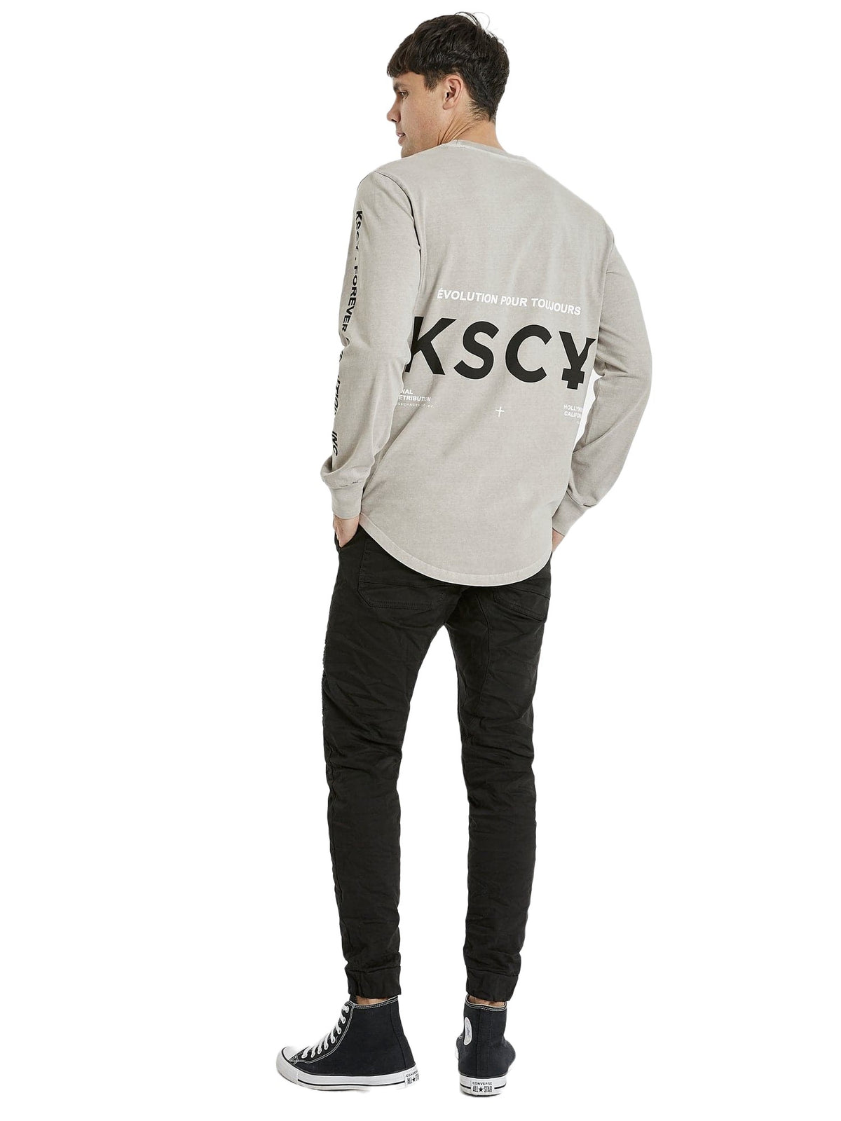 Kiss Chacey - KSCY Bellvale Dual Curved Long Sleeve Tee - Pigment Dove