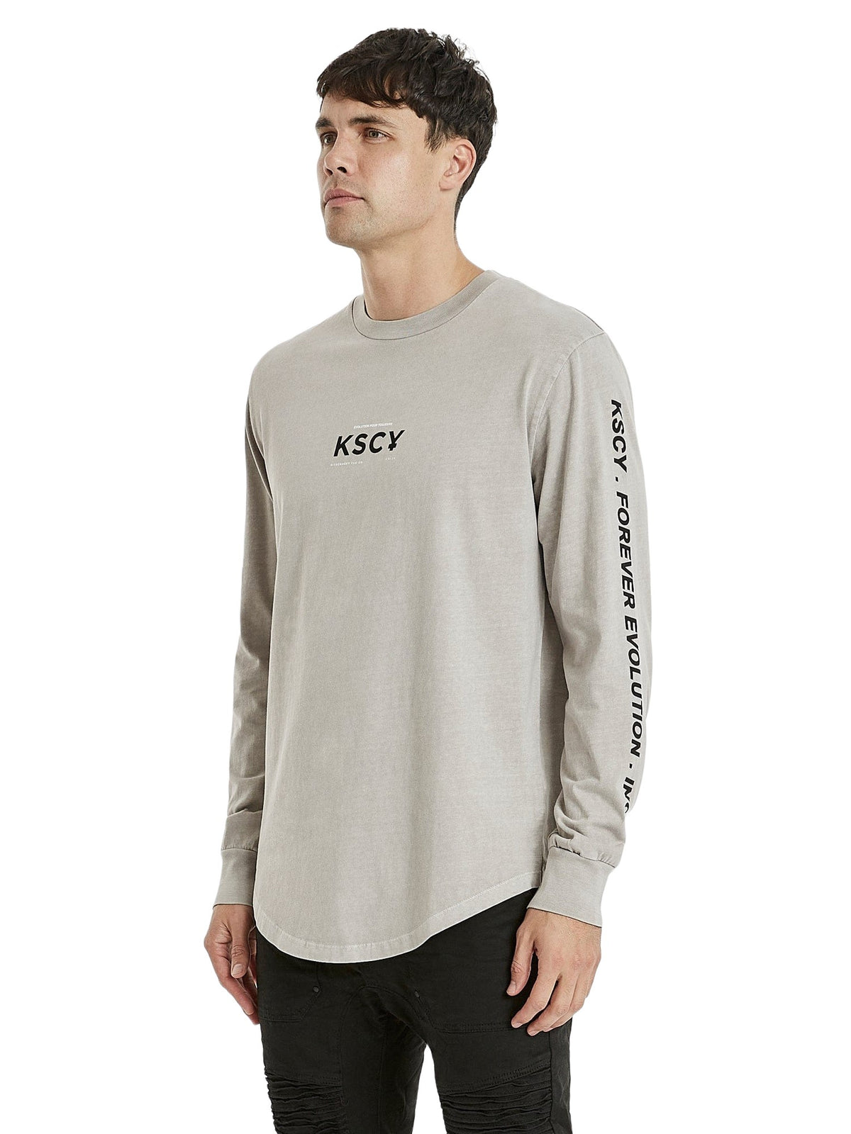 Kiss Chacey - KSCY Bellvale Dual Curved Long Sleeve Tee - Pigment Dove