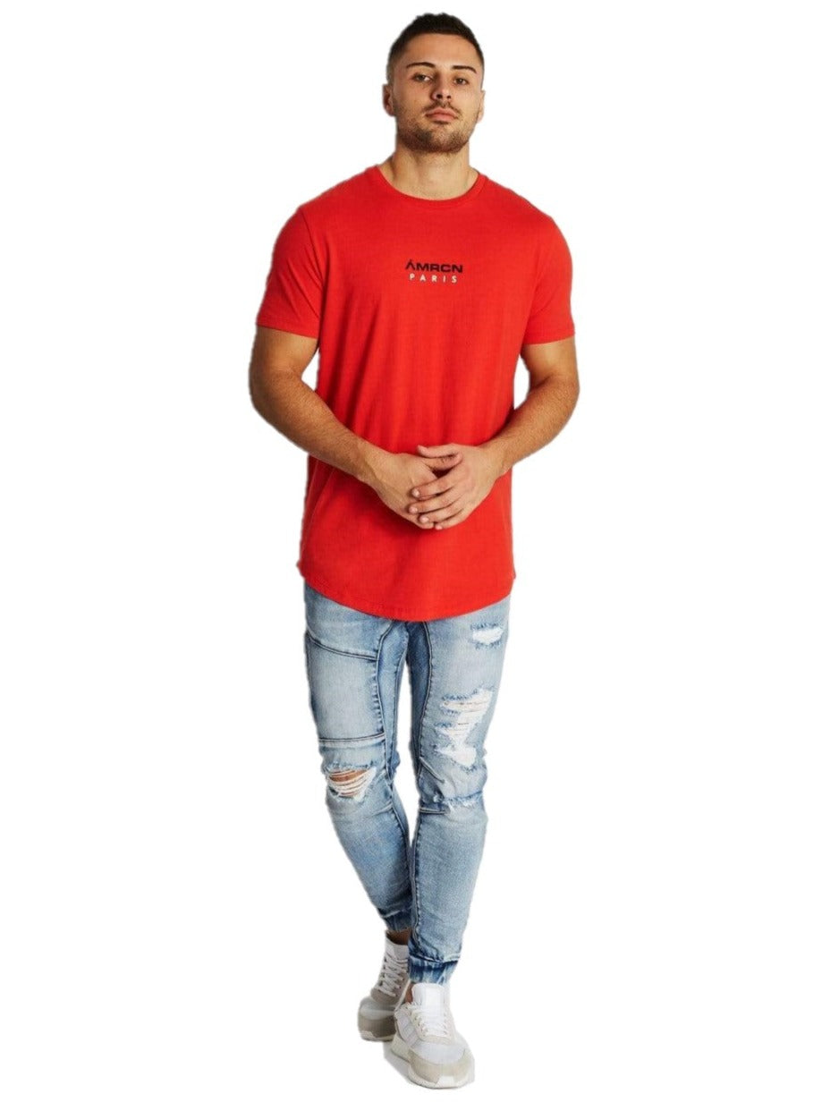 Americain - Avec Nous Dual Curved Tee - Red