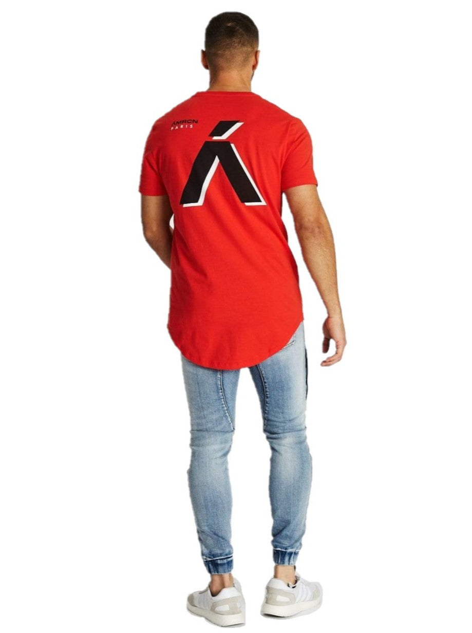 Americain - Avec Nous Dual Curved Tee - Red