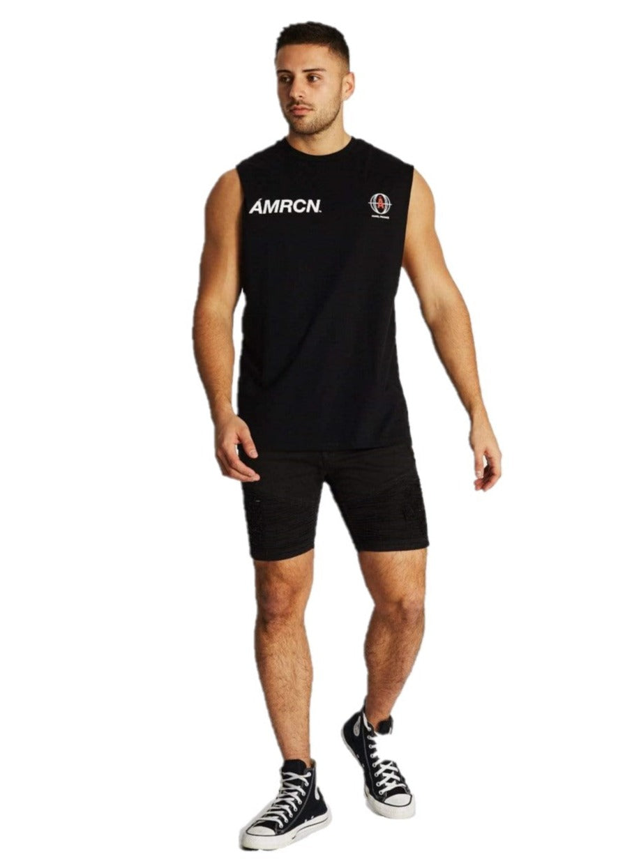 Americain - Les Matins Scoop Back Muscle Tee - Jet Black