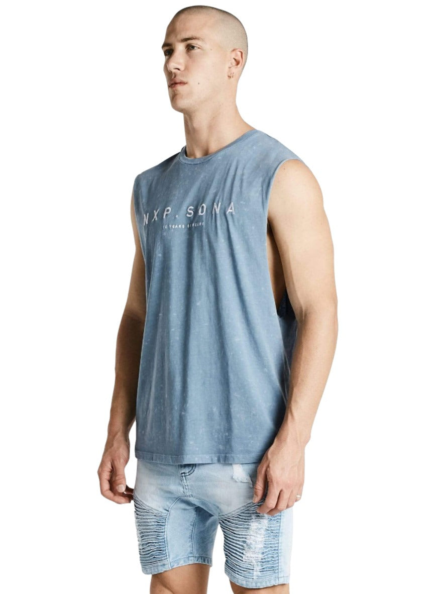 Nena And Pasadena - NXP Generation Scoop Back Muscle Tee - Acid Blue