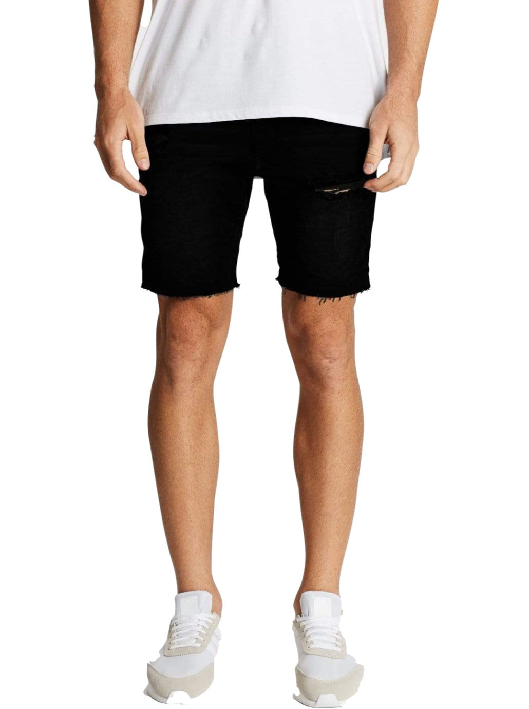 Nena And Pasadena - NXP Rawlins Denim Short - Destroyed Jet Black